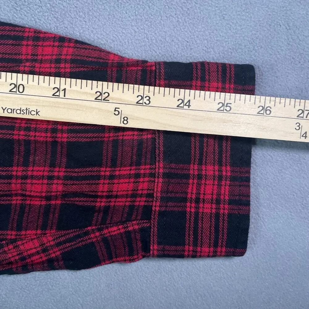 Duluth Trading Co Flannel Shirt Men's XL Tall XLT Black Red Plaid Heavyweight - Picture 7 of 8